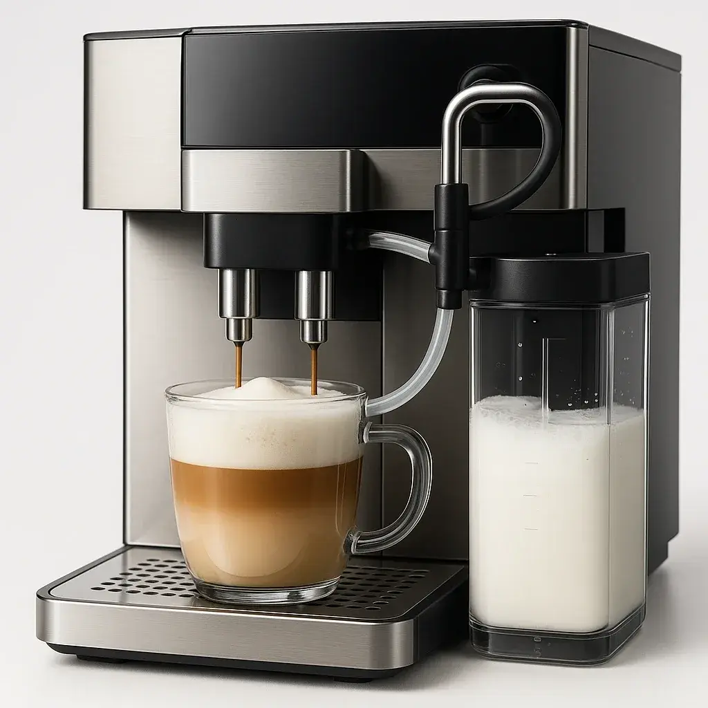 سیستم فوم‌ساز اتوماتیک شیر در دستگاه اسپرسوساز تمام اتوماتیک برای تهیه کاپوچینو و لاته