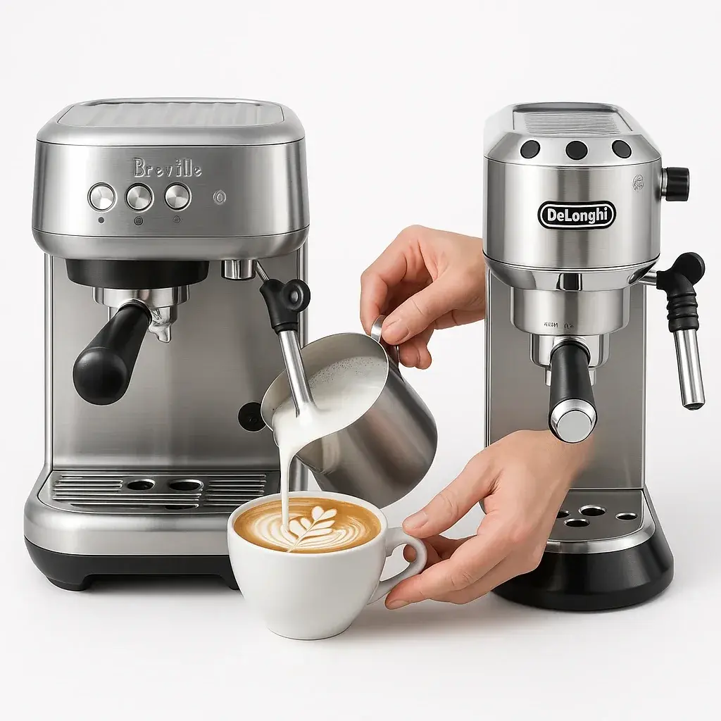 فوم شیر اتوماتیک بریویل سیستم فوم شیر اتوماتیک بریویل بامبینو پلاس در حال تولید فوم ریز و کرمی برای لاته آرت