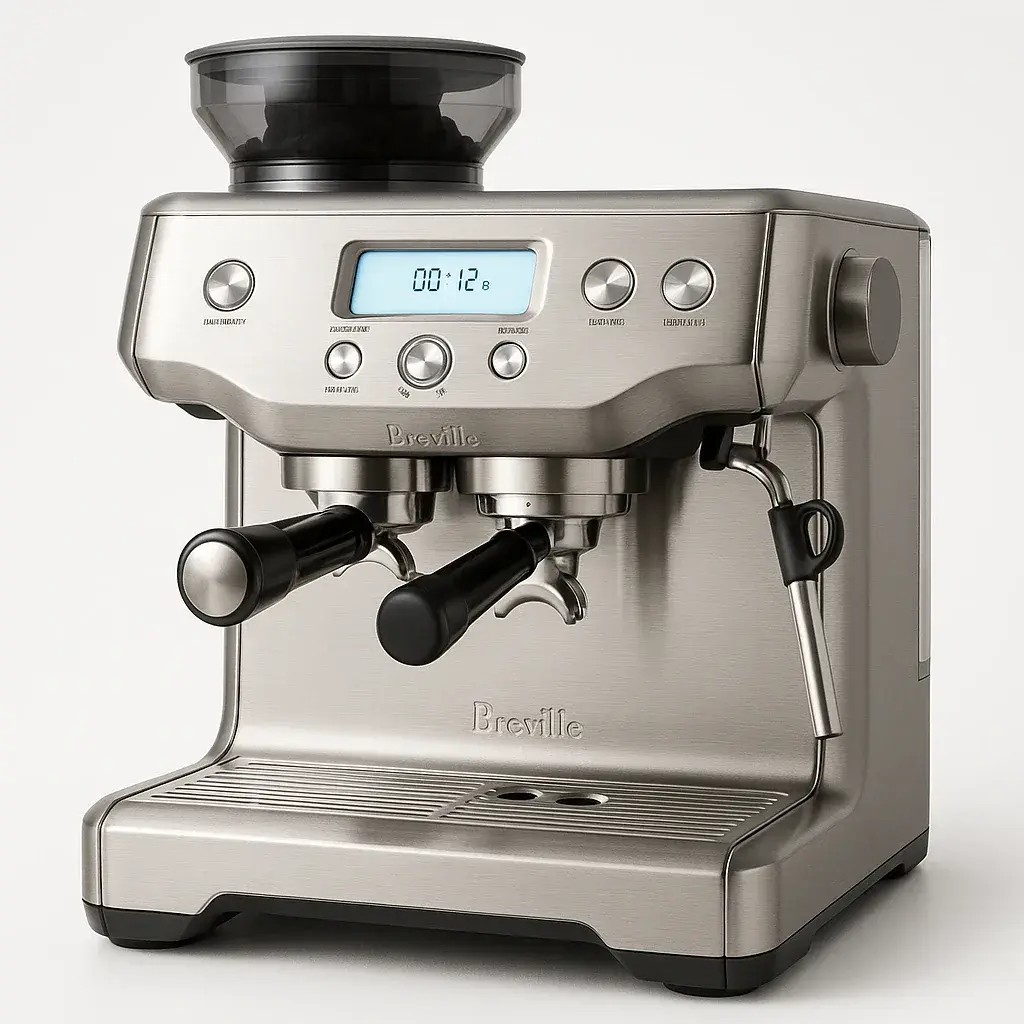 طراحی و جنس بدنه استیل ضدزنگ دستگاه اسپرسوساز بریویل باریستا پرو با ابعاد کامپکت