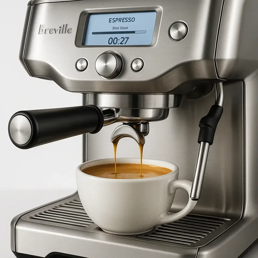 کیفیت کرما و استخراج اسپرسو دستگاه بریویل باریستا پرو با ضخامت ۴-۶ میلی‌متر