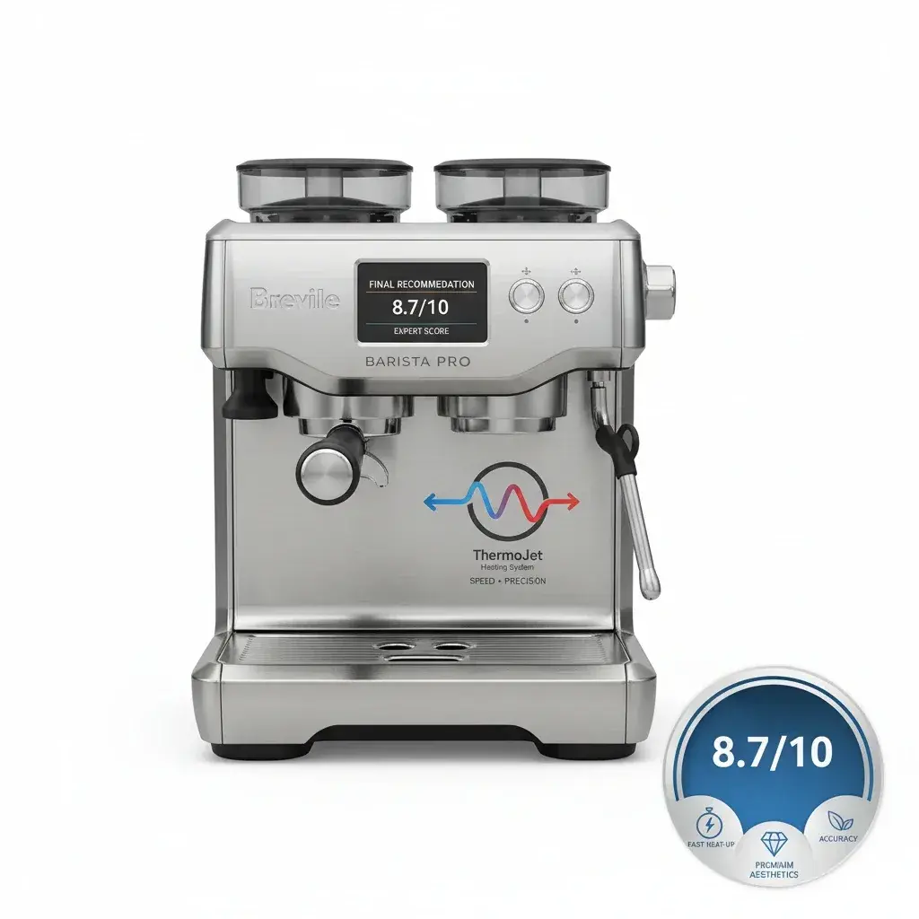 نتیجه نهایی و توصیه خرید دستگاه اسپرسوساز بریویل باریستا پرو BES878 با امتیاز ۸.۷ از ۱۰