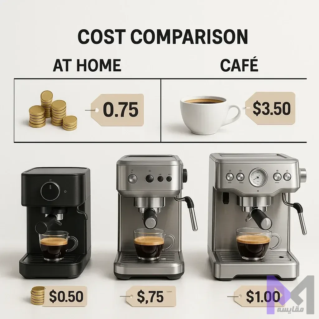 مقایسه هزینه قهوه خانگی و کافیشاپ مقایسه هزینه تهیه قهوه در خانه با کافیشاپ در یک جدول ساده و قابل فهم