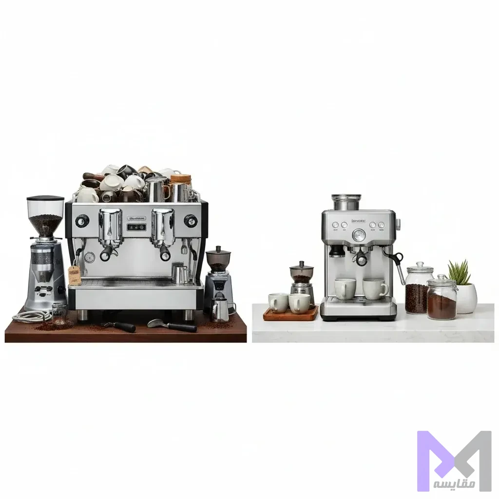 اشتباهات رایج در خرید اسپرسوساز تصویر نمایش اشتباهات رایج در خرید اسپرسوساز شامل انتخاب بر اساس قیمت و نادیده گرفتن فضا