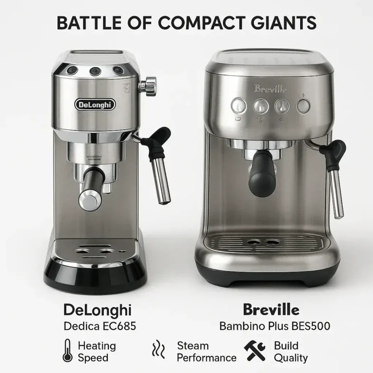 مقایسه DeLonghi Dedica EC685 با Breville Bambino Plus BES500