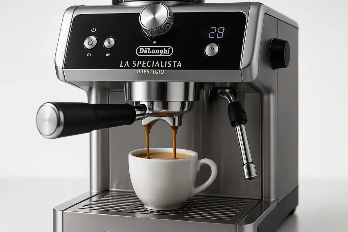 تست استخراج اسپرسو تست واقعی استخراج اسپرسو با دستگاه دلونگی پرستیژیو و اندازهگیری زمان و کیفیت کرما