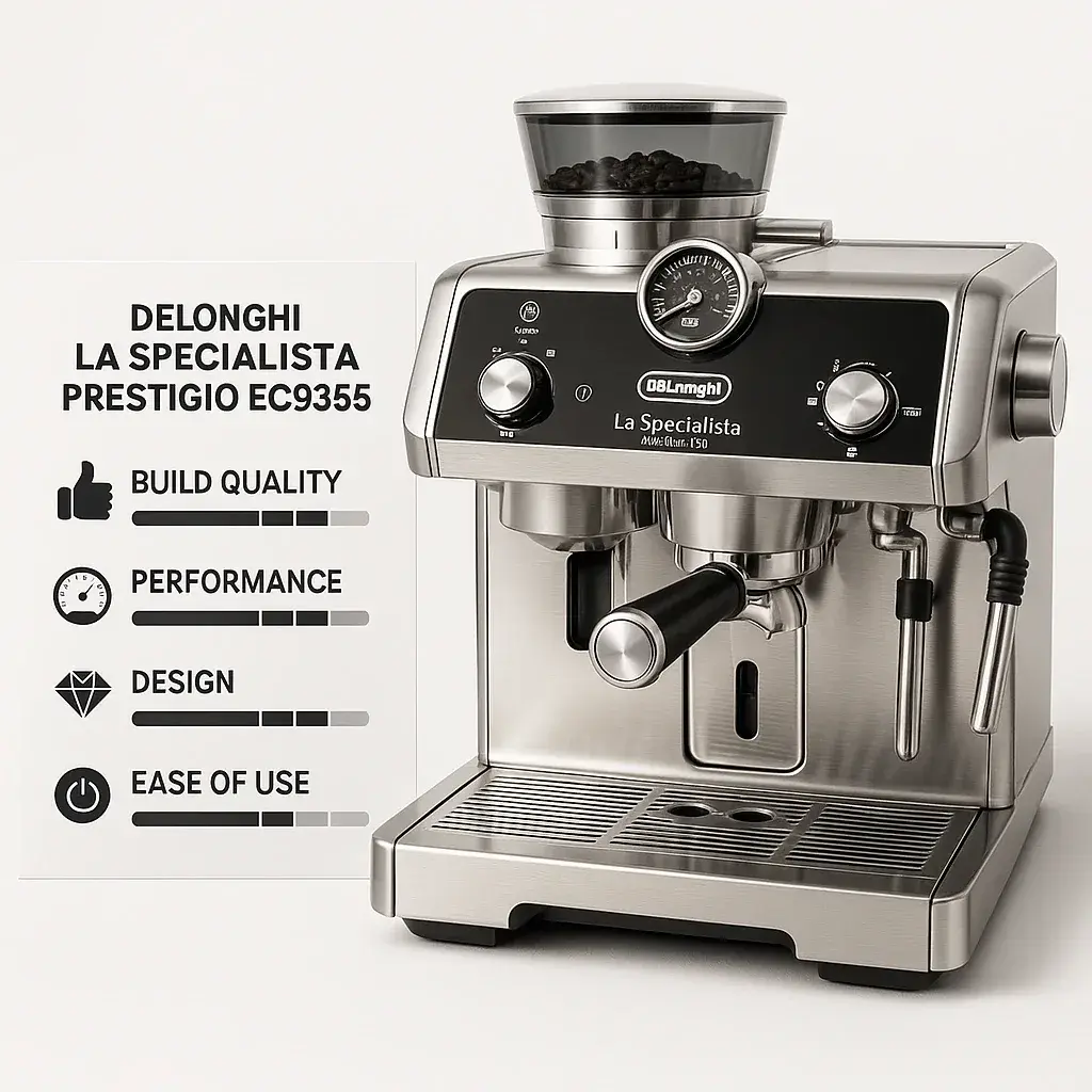 جدول مقایسه نقاط قوت و ضعف دلونگی لا اسپشیالیستا EC9355 با امتیازدهی به هر ویژگی