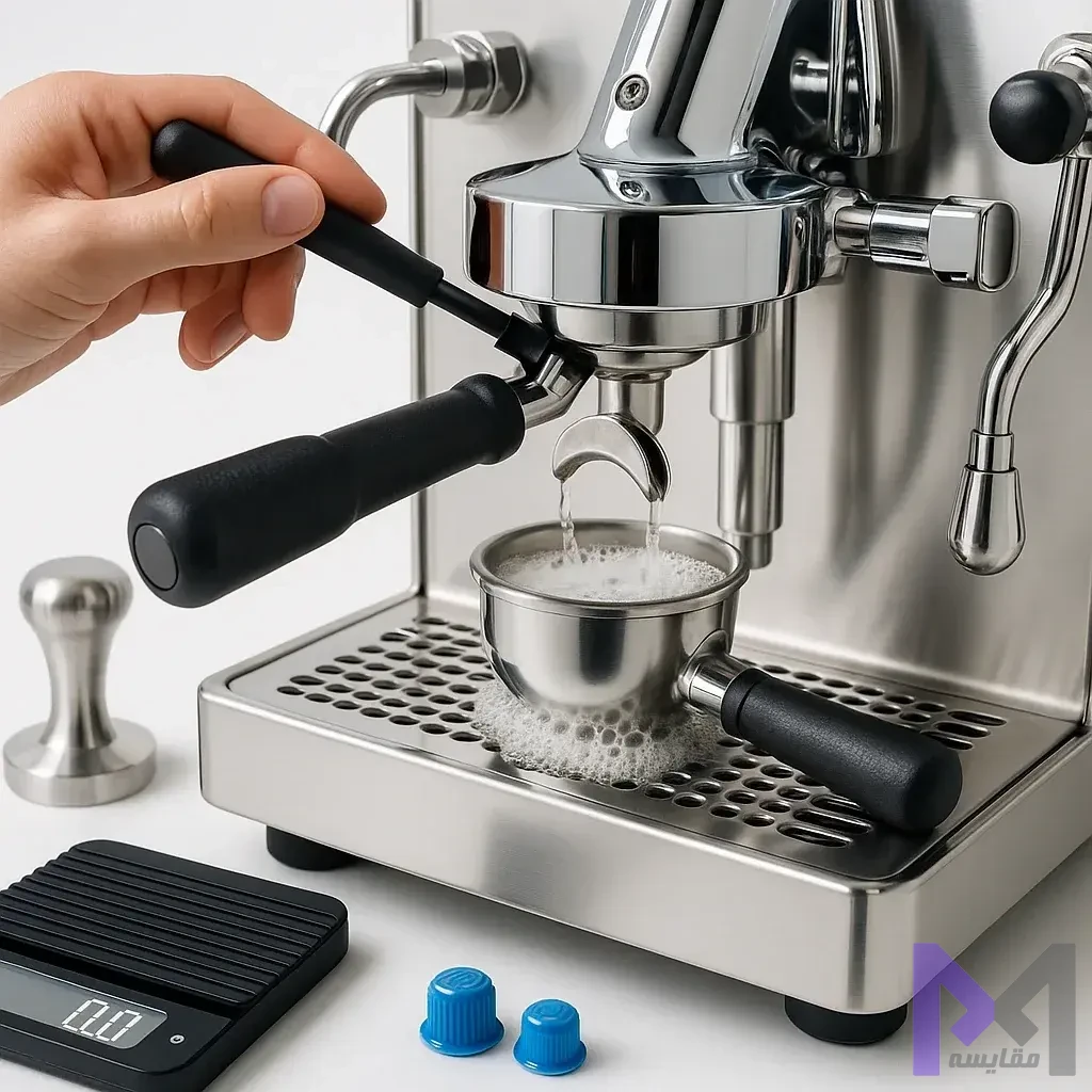 نگهداری و تمیزکاری اسپرسوساز انجام فرآیند Backflushing برای تمیز کردن گروپهد اسپرسوساز و حفظ کالیبراسیون دستگاه