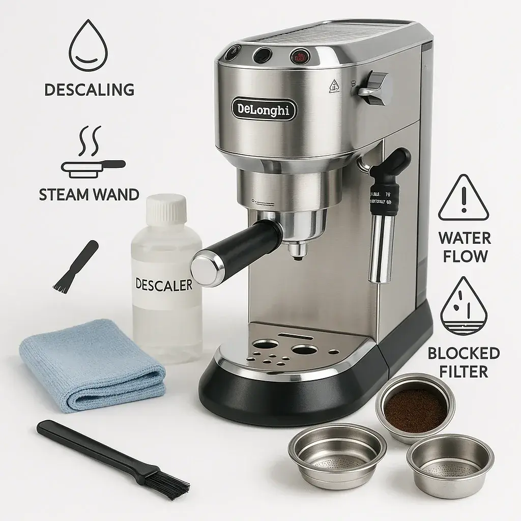 نگهداری و عیبیابی اسپرسوساز راهنمای نگهداری و عیبیابی اسپرسوساز شامل رسوبزدایی، تمیزکاری و حل مشکلات رایج