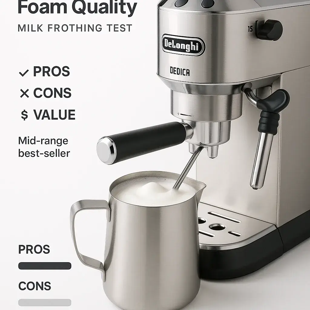 تست نازل بخار و شیر فوم تهیه شیر فوم برای کاپوچینو با نازل بخار اسپرسوساز و بررسی کیفیت ریزش و ریزدانگی