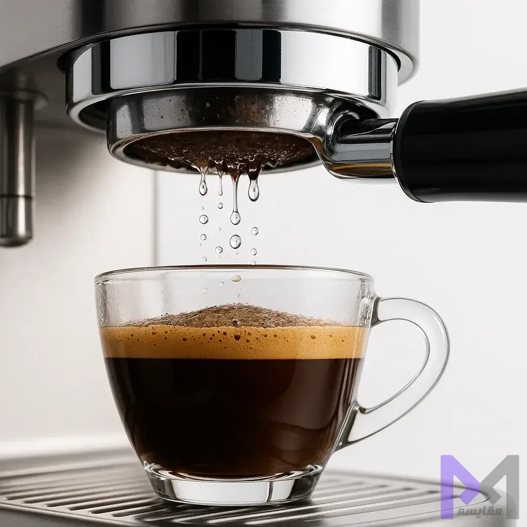 تکنیک Pre-infusion نمایش فرآیند Pre-infusion در استخراج اسپرسو با فشار پایین برای خیس کردن یکنواخت قهوه