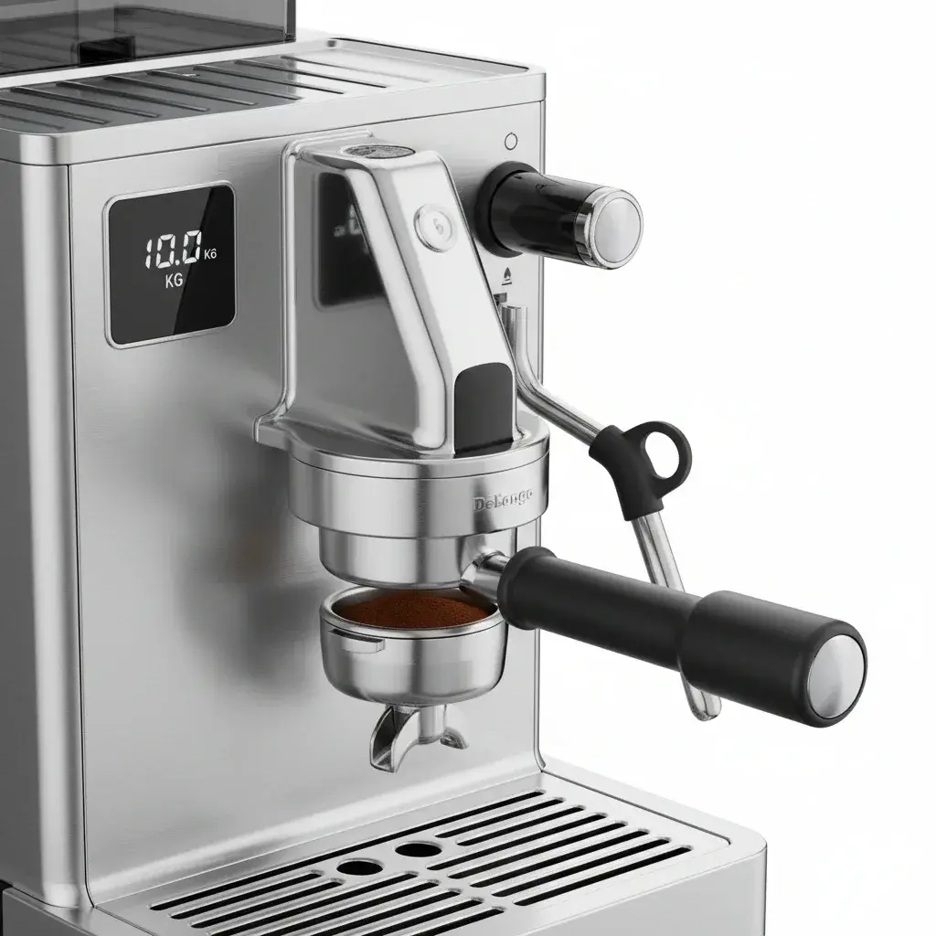 سیستم تمپینگ هوشمند دلونگی EC9355 با سنسور فشار دیجیتال و نمایش فشار ۱۰ کیلوگرم