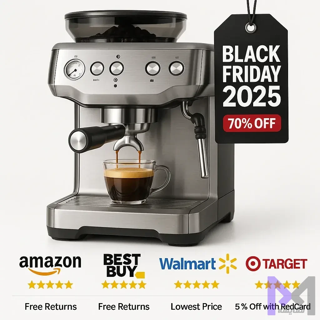 بهترین فروشگاه‌های آنلاین برای خرید اسپرسوساز با نمایش لوگوی فروشگاه‌ها، امتیاز مشتریان و مقایسه مزایای هر فروشگاه